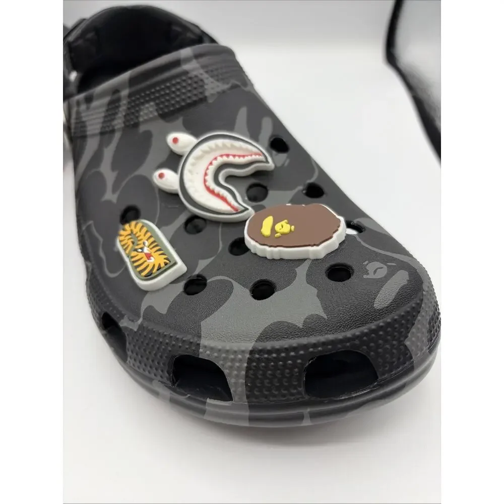 Unisex Bape x Crocs Classic Clog ABC CAMO GREY Casual Comfort Sandals M 10 W 12